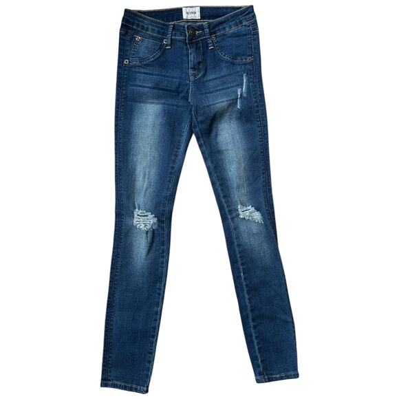 Hudson Kids Skinny Jeans Flap Triangle Pocket Distressed Girl's Size 10 - Picture 1 of 6